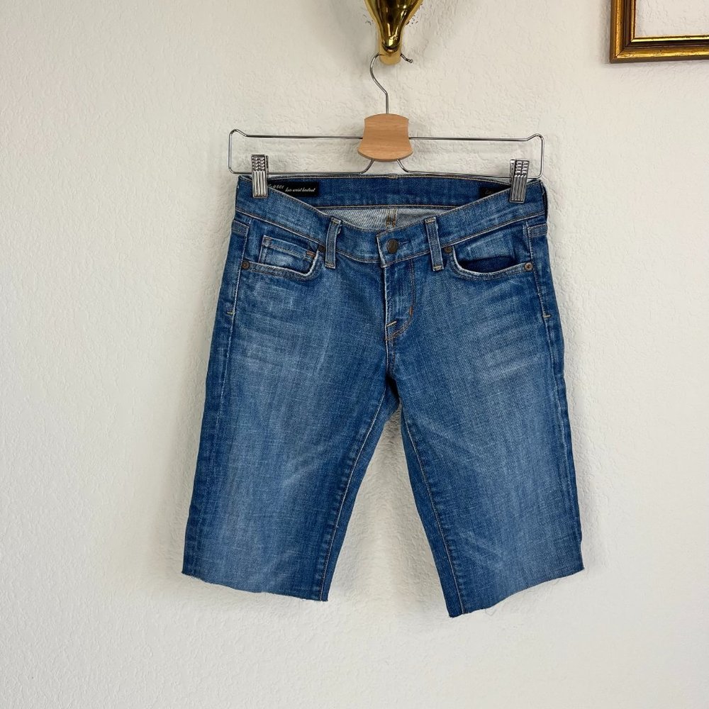 Citizens of Humanity Cut Off Bermuda Knee Length Denim Jeans Shorts
